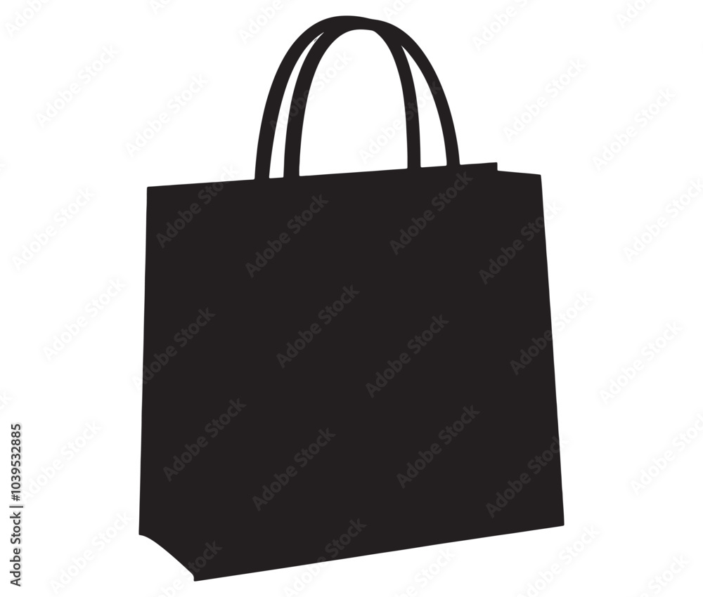 Black shopping bag with heart. Shopping bag icon. Shopping bag silhouette vector Black shopping bag with heart. Shopping bag icon. Shopping bag silhouette vector