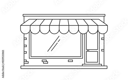 Storefront shop line stroke simple vector graphic illustration, mini store front linear thin outline minimal image clip art icon, small sketch of street boutique building isolated cut out

