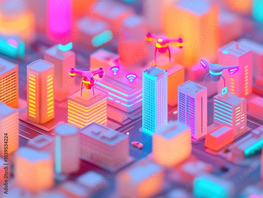 Vibrant urban landscape showcasing the power of 5G wireless technology in a bustling city environment. Vibrant urban landscape showcasing the power of 5G wireless technology in a bustling city environment.