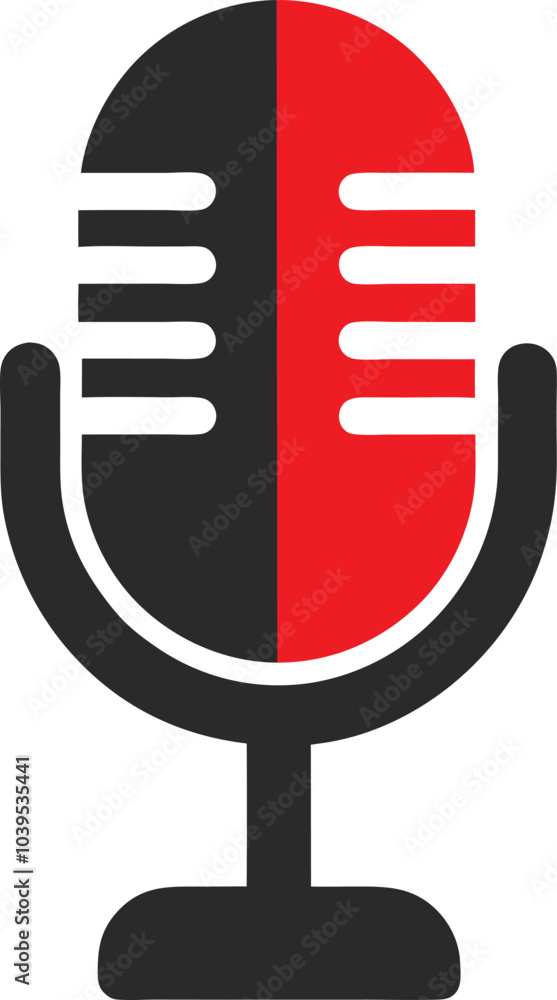 Red and Black Podcast Microphone Icon Red and Black Podcast Microphone Icon