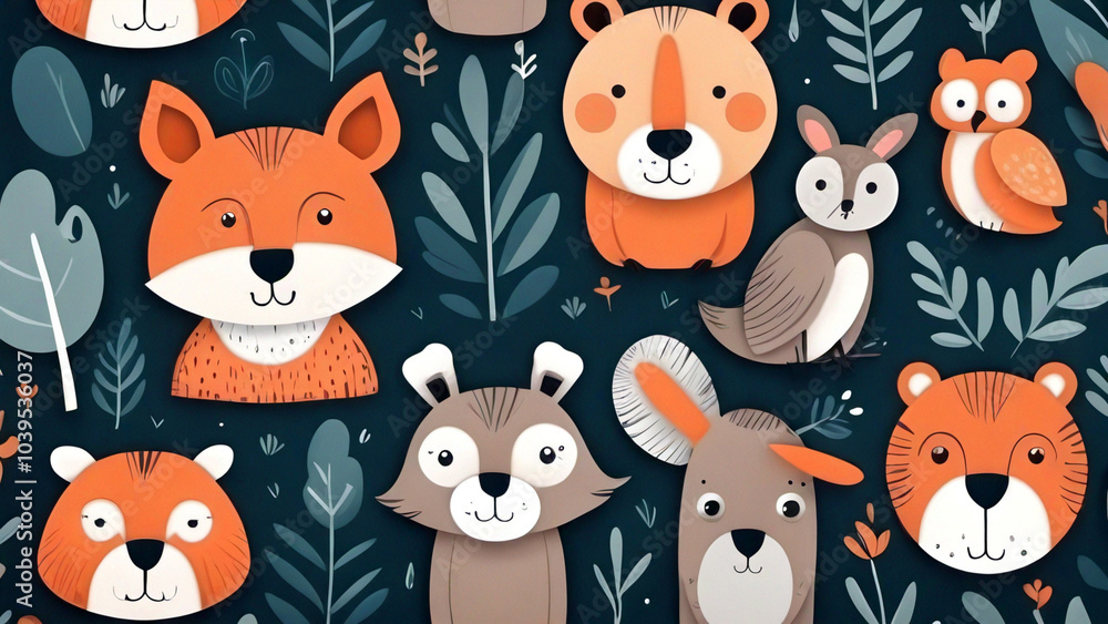 Naklejka premium friendly animal smily face