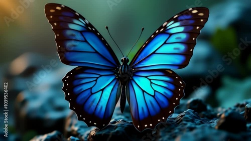 Natural background with blue butterfly