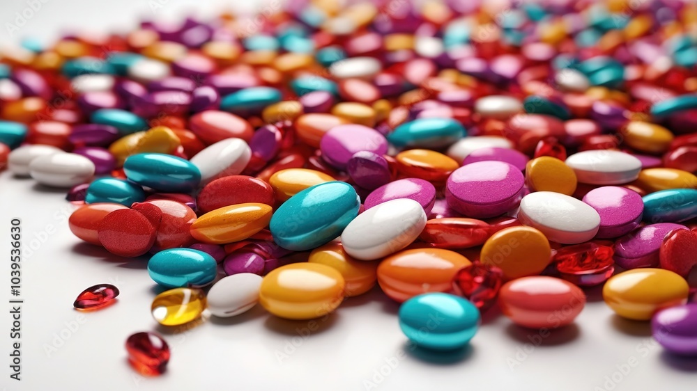 Colorful Pills 3D Render - Medical Illustration, Pharmaceutical Design, Health & Wellness Colorful Pills 3D Render - Medical Illustration, Pharmaceutical Design, Health & Wellness