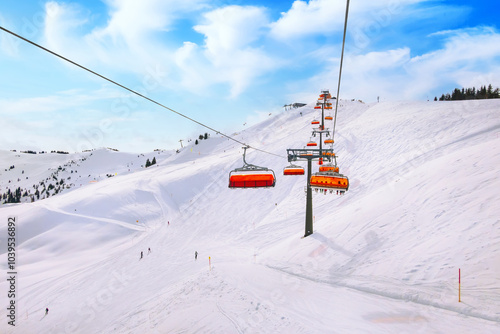Chair ski lift in Saalbach, Austria