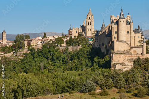 Gothic cathedral in Segovia. Medieval city in Castilla Leon. Spain