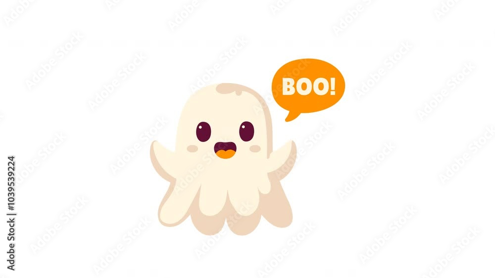 Cute Ghost with Speech Bubble Saying Boo Cute Ghost with Speech Bubble Saying Boo