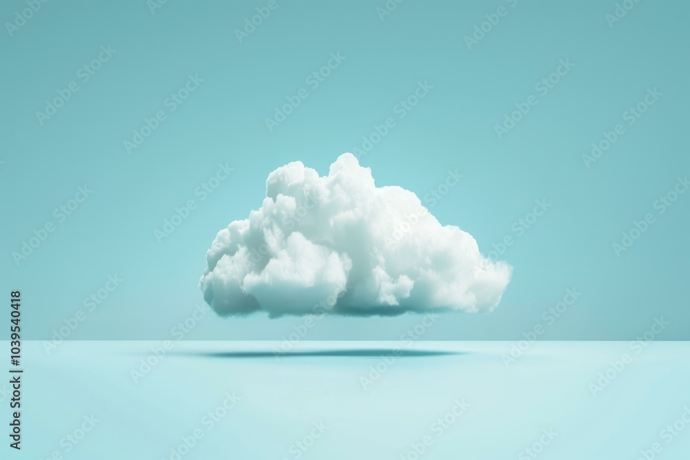 Single white cloud casting a shadow on a pale blue background Single white cloud casting a shadow on a pale blue background