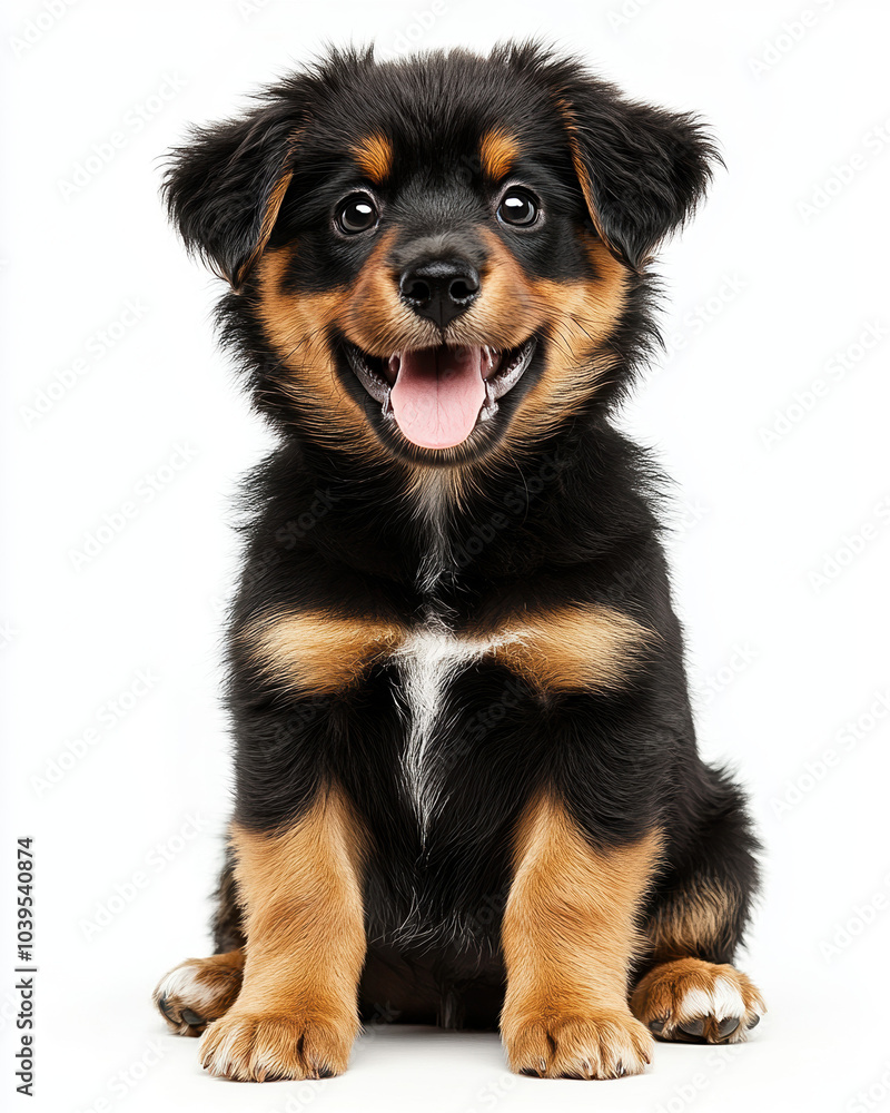 Bernese mountain dog puppy PNG sitting and looking up with tongue out Bernese mountain dog puppy PNG sitting and looking up with tongue out