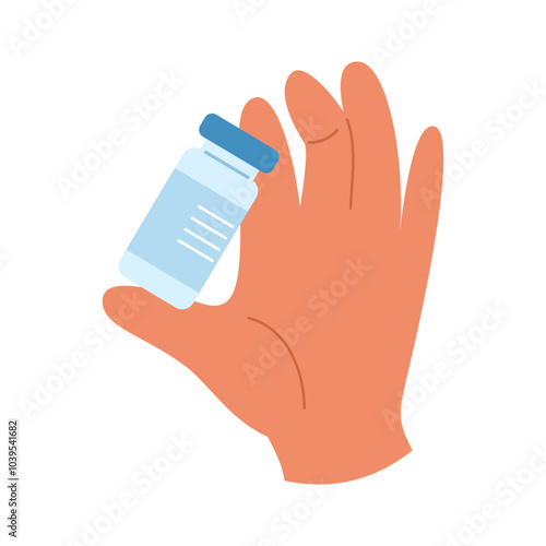 Hand holding a glass ampoule with medicine for injection. Healthcare concept