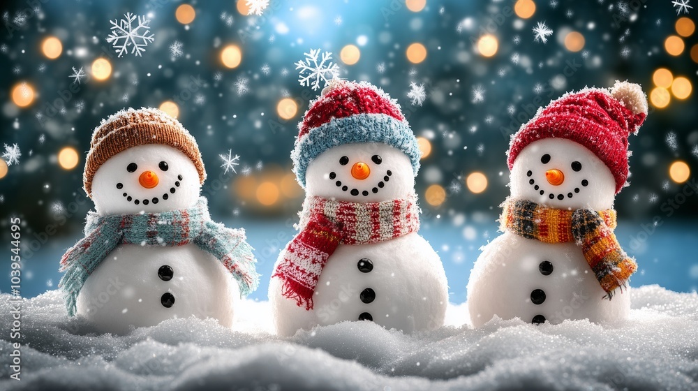 Cute snowman Christmas background with snowflake with copy space Cute snowman Christmas background with snowflake with copy space