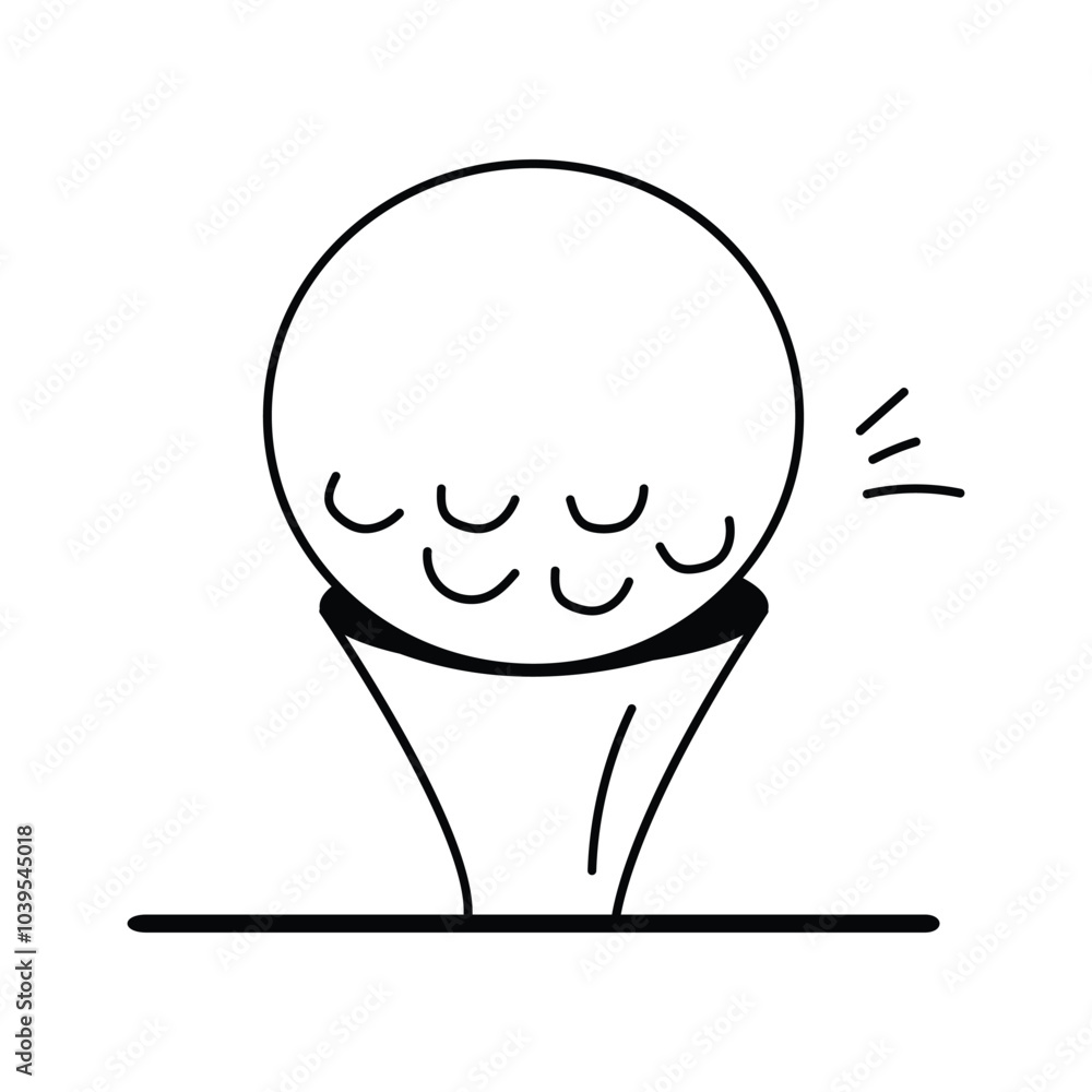 A golf ball placed on a tee ready for a swing A golf ball placed on a tee ready for a swing