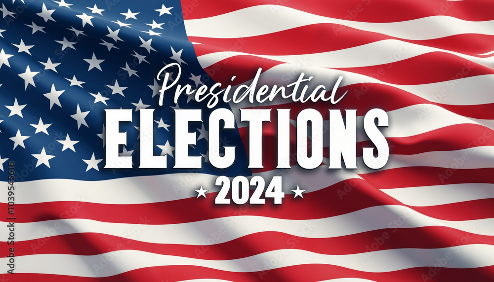 USA flag with text Elections 2024. political Banner for Presidential Elections USA flag with text Elections 2024. political Banner for Presidential Elections