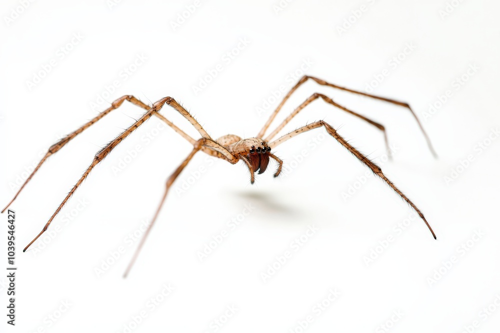Daddy Long Leg. Father of All Long-Legged Arachnids in Studio Isolated on White Background Daddy Long Leg. Father of All Long-Legged Arachnids in Studio Isolated on White Background