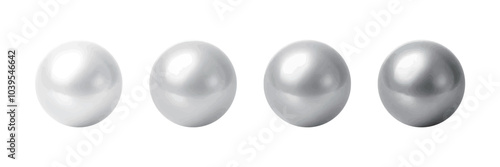 White gradient spheres with a pearl-like gloss, showcasing elegance and high quality.