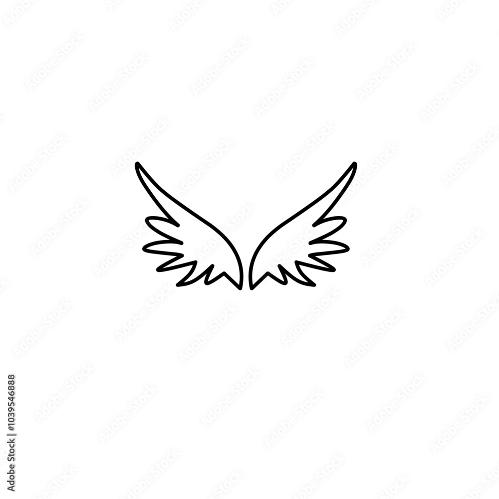 Doodle outline sketch angel wings Doodle outline sketch angel wings