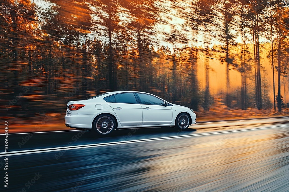 car on the road with motion blur background, vintage style car on the road with motion blur background, vintage style