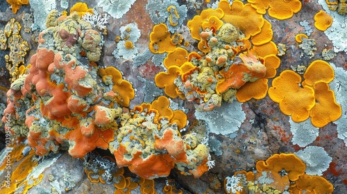 Close-Up of Colorful Lichen on Rocky Surface photo