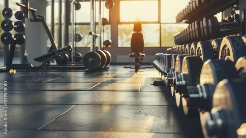 Gym Dumbbells in the Morning Sun