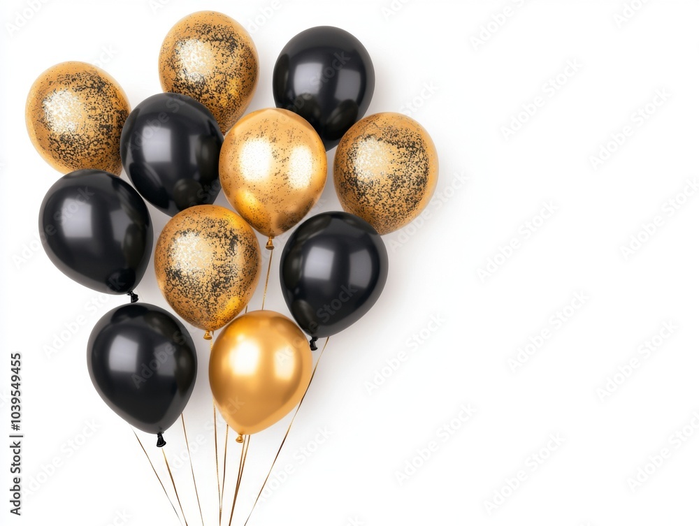 Gold and Black Balloons with Elegant Textures Gold and Black Balloons with Elegant Textures
