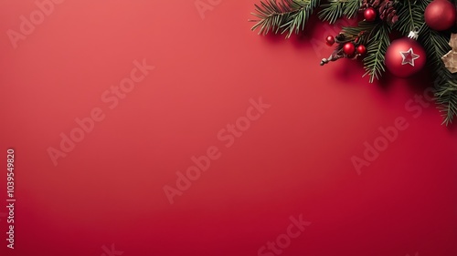 Wallpaper Mural Red Christmas Poster Background with Stars and Ornaments, Space for text Torontodigital.ca