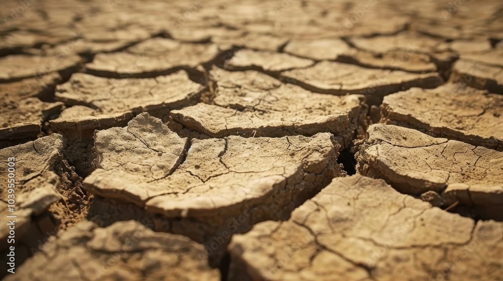 Fototapeta premium Cracked Dry Earth Surface Under Bright Lighting
