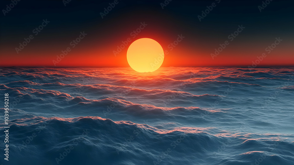 Sea of Clouds Sunset - 3D Illustration Sea of Clouds Sunset - 3D Illustration