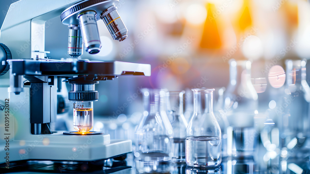 Microscope in Medical Lab for Sample Examination and Healthcare Research Microscope in Medical Lab for Sample Examination and Healthcare Research