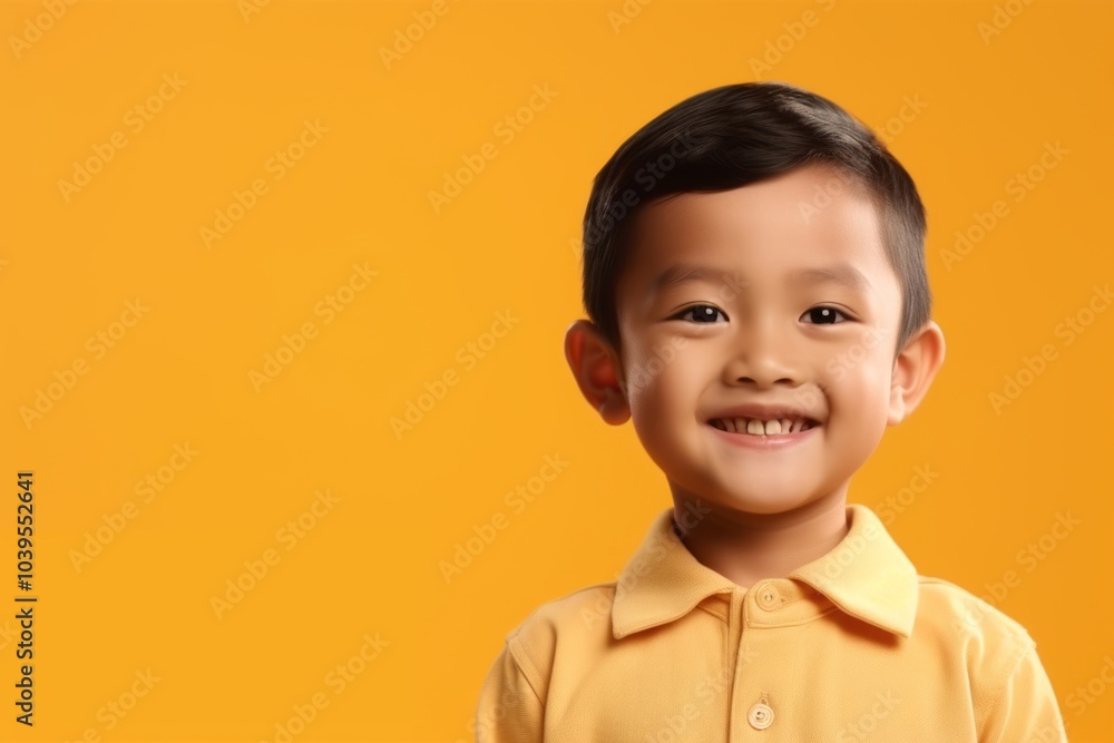 Portrait of a happy asian little boy smiling against orange background Portrait of a happy asian little boy smiling against orange background