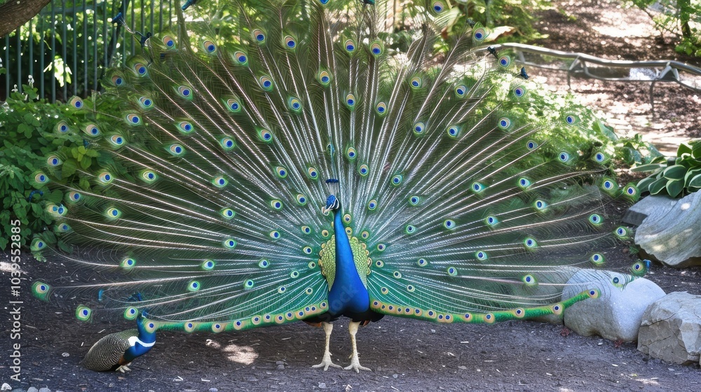 Obraz premium Male Peacock Performing Courtship Display