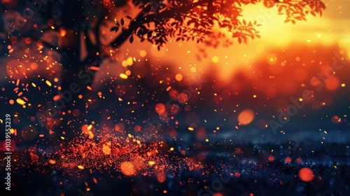 Wallpaper Mural Sparkling Sunset with a Silhouetted Tree Torontodigital.ca