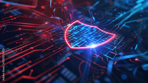 Wallpaper Mural Cybersecurity Shield on Digital Circuitry Torontodigital.ca