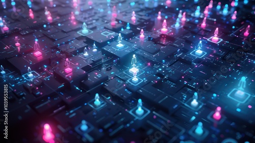 Wallpaper Mural Abstract Network of Digital Figures Torontodigital.ca