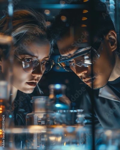 Two people creating sustainable technologies
