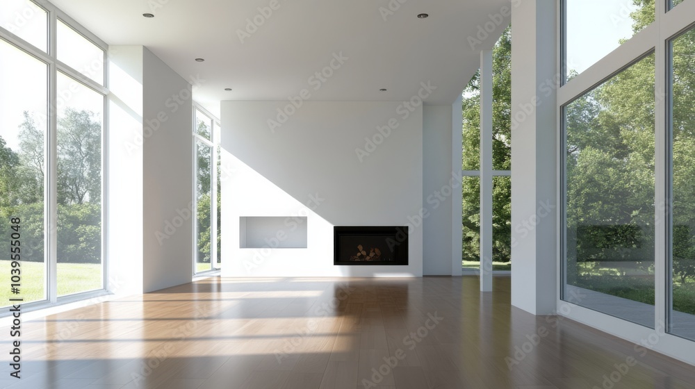 Obraz premium Minimalist Living Room An empty