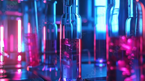 Wallpaper Mural Neon-Lit Glassware with Colorful Liquid Torontodigital.ca