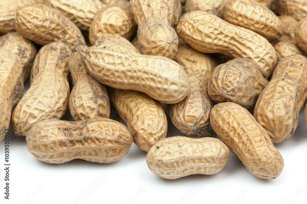 Close-up of Shelled Peanuts on White Background Close-up of Shelled Peanuts on White Background