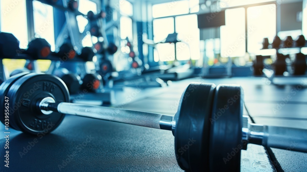 Closeup of Barbell in a Modern Gym Closeup of Barbell in a Modern Gym