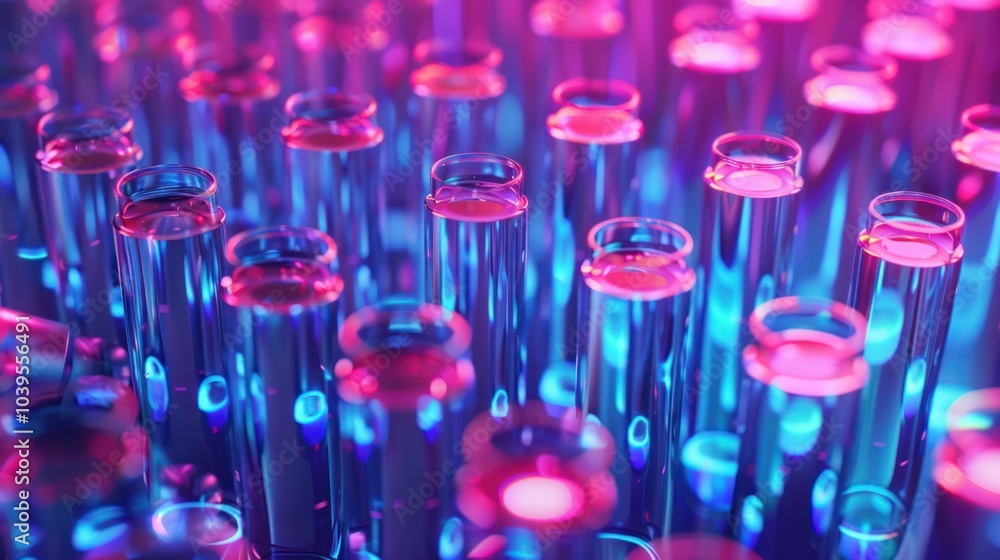 Abstract Neon Test Tubes in a Glowing Pink and Blue Light Abstract Neon Test Tubes in a Glowing Pink and Blue Light