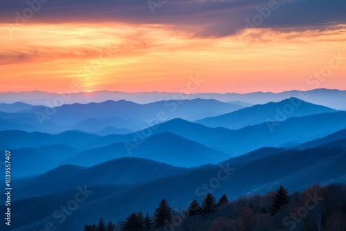 Wallpaper Mural The setting sun casts golden shadows over undulating mountain ranges, creating a kaleidoscope of warm tones that fill the landscape with radiant, serene beauty. Torontodigital.ca