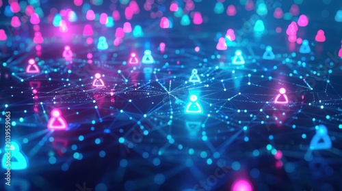 Wallpaper Mural Digital Network of People in Blue and Pink Torontodigital.ca