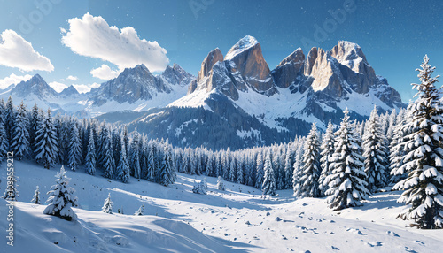 Paysage hivernal majestueux en montagne photo