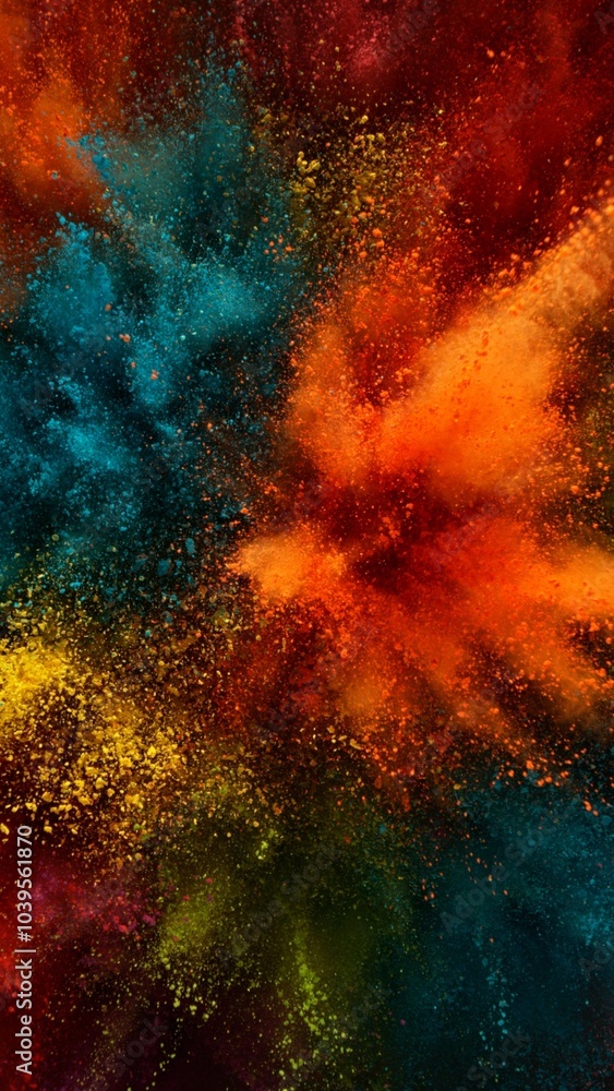 Fototapeta premium Colored powder explosion. Abstract closeup dust.