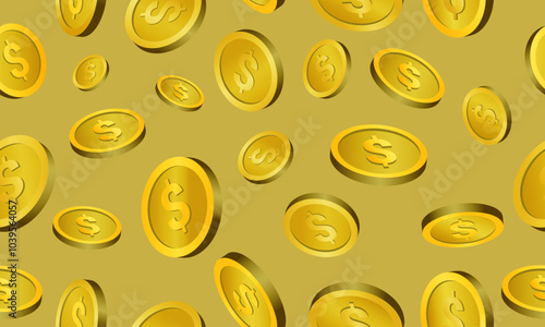 Shower of golden coins seamless pattern background