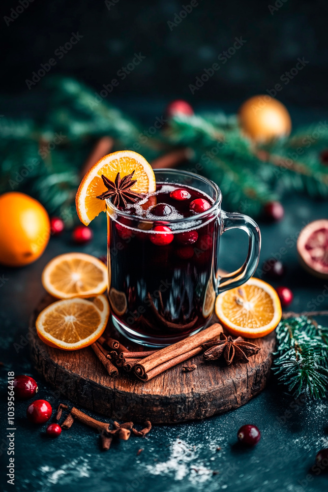 Christmas hot mulled wine with cardamom, orange, cinnamon and anise Christmas hot mulled wine with cardamom, orange, cinnamon and anise