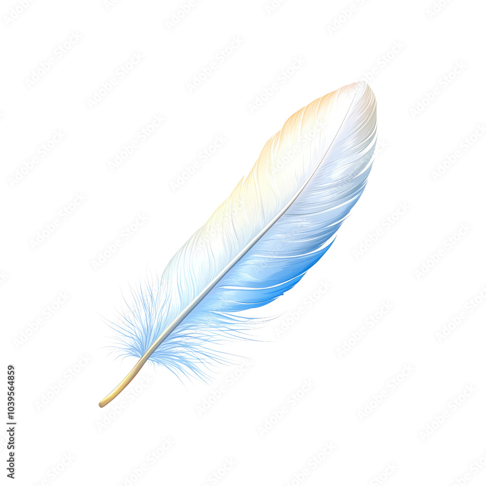 Obraz premium Single White Feather with Blue Hues