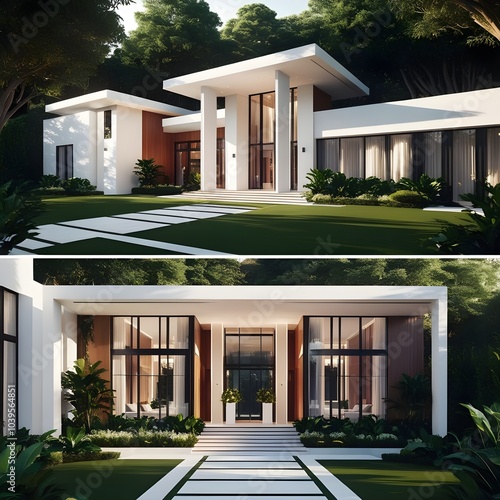 modern house with garden