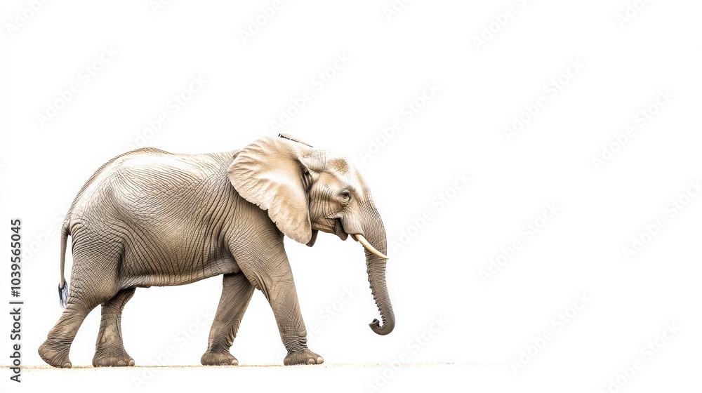 Fototapeta premium Elephant Walking Side Extracted. Majestic Wildlife Animal in Safari Theme