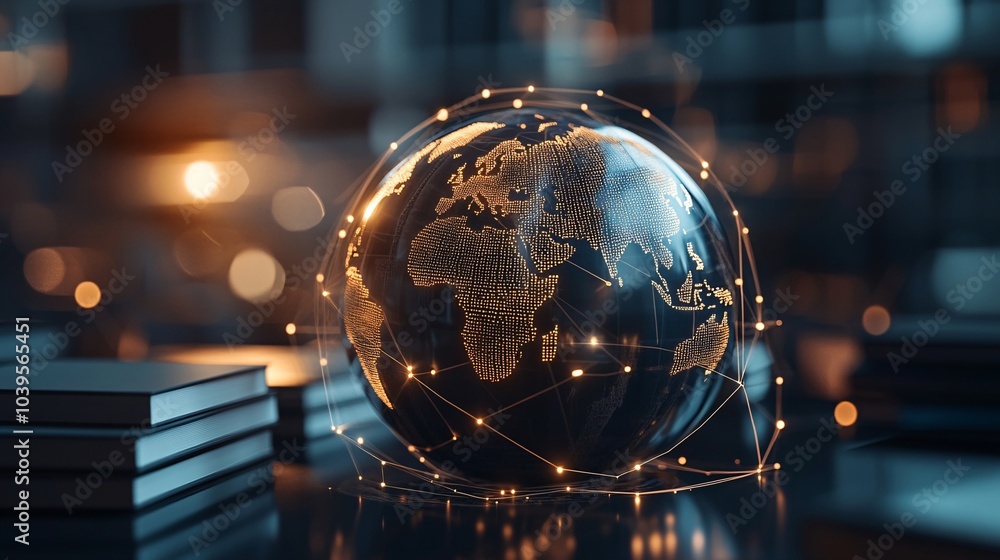 A glowing globe surrounded by books, symbolizing knowledge, connection, and global awareness. A glowing globe surrounded by books, symbolizing knowledge, connection, and global awareness.