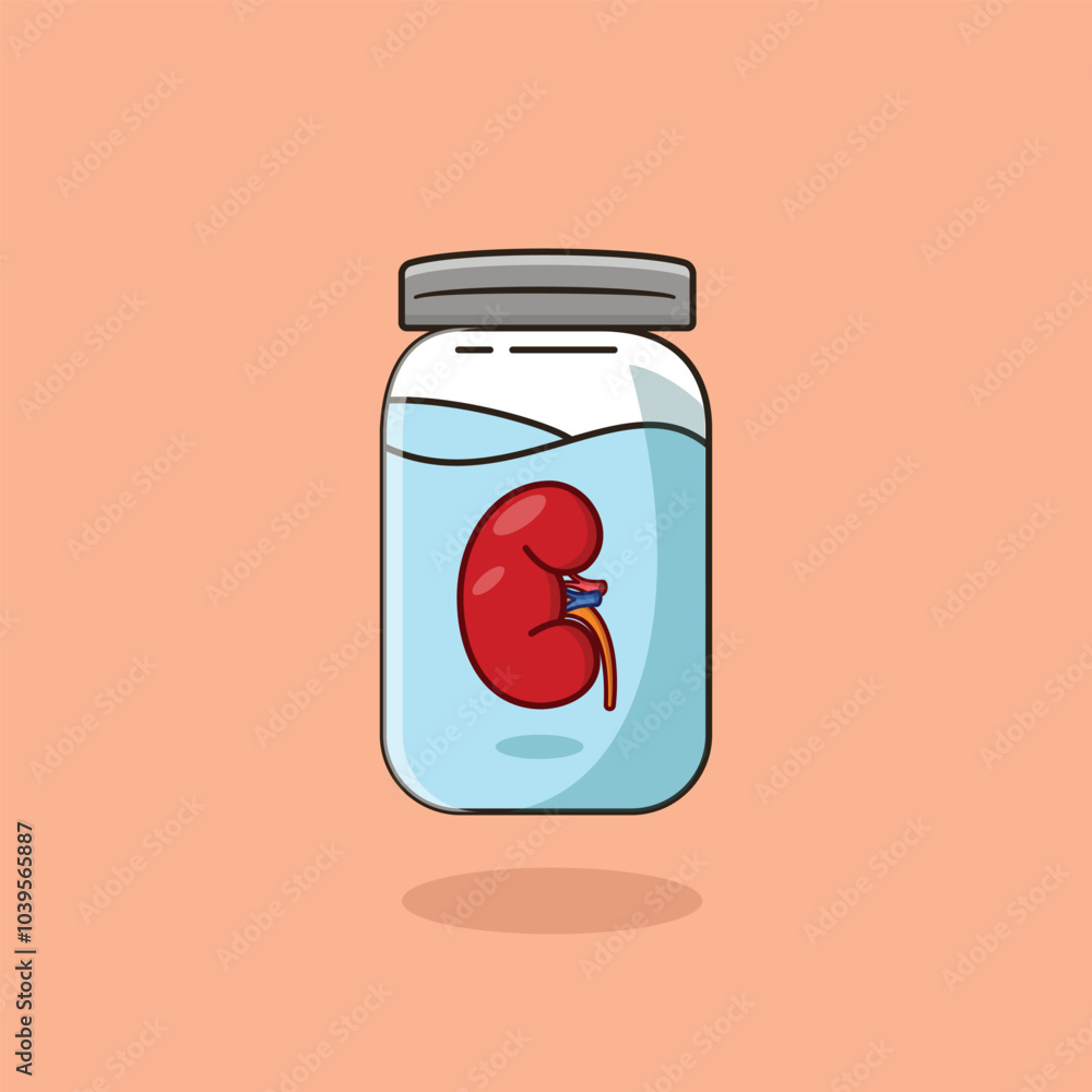 Kidney Organ In Jar Cartoon Vector Icon Illustration. Education Object Icon Concept Isolated Premium Vector. Flat Cartoon Style Kidney Organ In Jar Cartoon Vector Icon Illustration. Education Object Icon Concept Isolated Premium Vector. Flat Cartoon Style