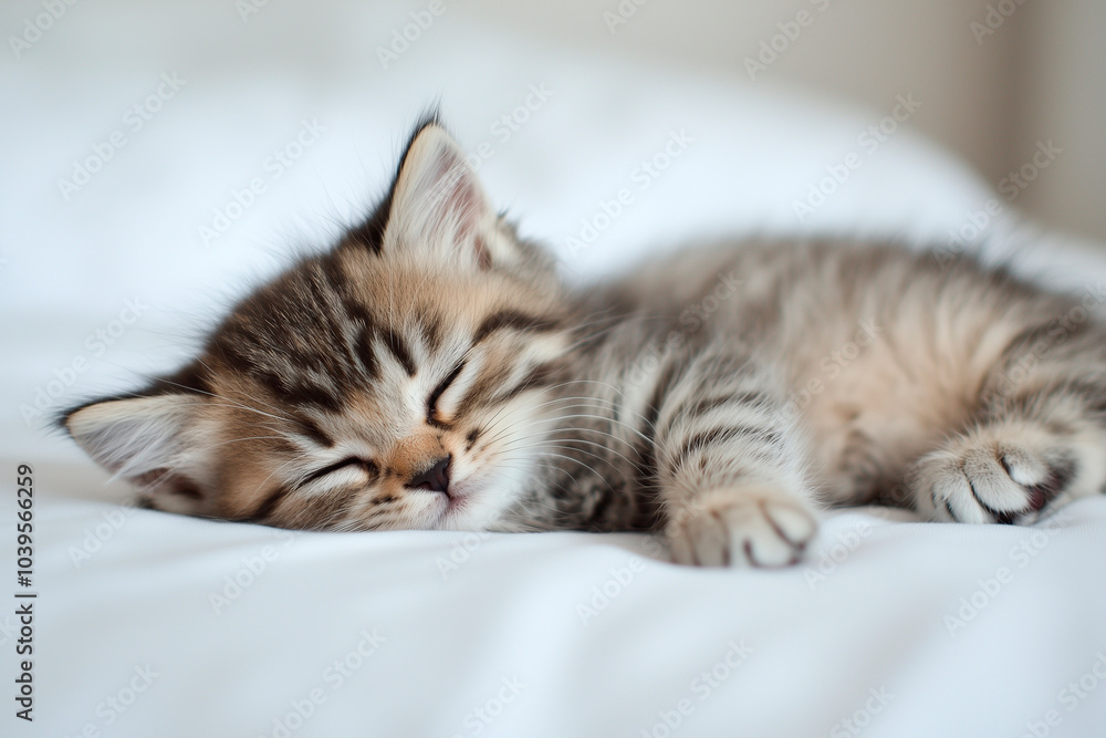 a little cat on a white background lying down paws forward a little cat on a white background lying down paws forward